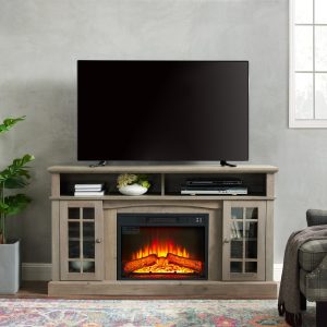 Greenpod Electric Fireplace TV Stand with 23'' Fireplace for TVs up to 65'', Gray Wash