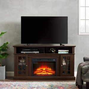 Greenpod Electric Fireplace TV Stand with 23'' Fireplace for TVs up to 65'', Espresso