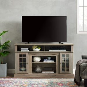 Greenpod Modern Farmhouse TV Stand for TVs up to 65" for Living Room, Gray Wash