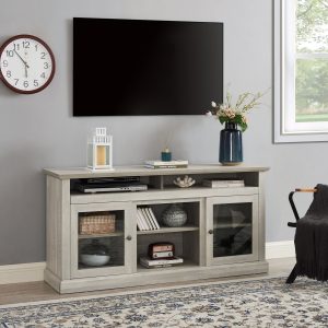 Greenpod Modern Farmhouse TV Stand for TVs up to 65" for Living Room, Stone Gray