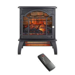 Greenpod Electric Fireplace Stove with Remote Control, 18'' Freestanding Stove Heater