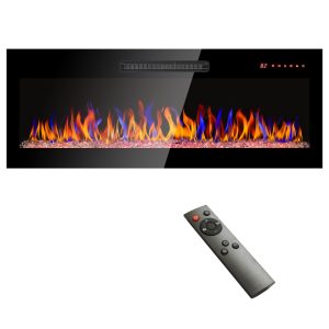 Greenpod 42 inch Recessed and Wall Mounted Electric Fireplace with Remote Control and Touch Screen