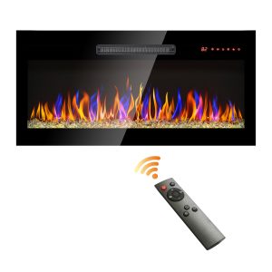 Greenpod 36 inch Recessed and Wall Mounted Electric Fireplace with Remote Control and Touch Screen