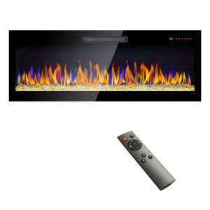 Greenpod 50 inch Recessed and Wall Mounted Electric Fireplace with Remote Control and Touch Screen