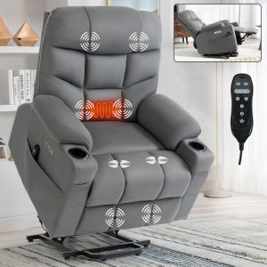 Greenpod Power Lift Recliner Chair with Heat and Massage for Elderly, Gray