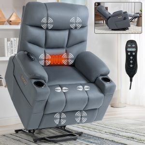 Greenpod Power Lift Recliner Chair with Heat and Massage for Elderly, Blue