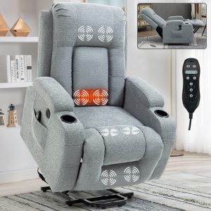 Greenpod Power Lift Recliner Chair with Heat and Massage for Elderly, Gray